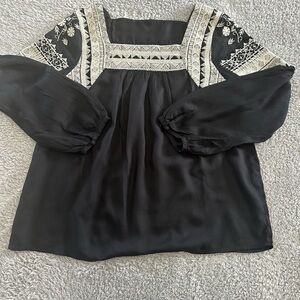 Elegant Black Embroidered Women's Top